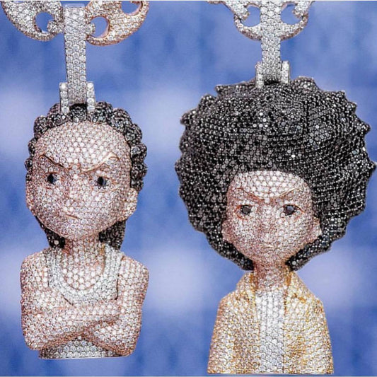 Jewelry - Necklaces - Iced Out Boondocks CZ Pendant Hip Hop Chain