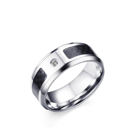 Jewelry - Rings - Stainless Steel Carbon Fiber 8mm Punk Men