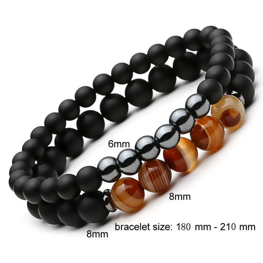 Jewelry - Bracelets - Mcllroy 2pc Natural Stone Beaded Black Mantra Prayer Buddha Women Men Viking