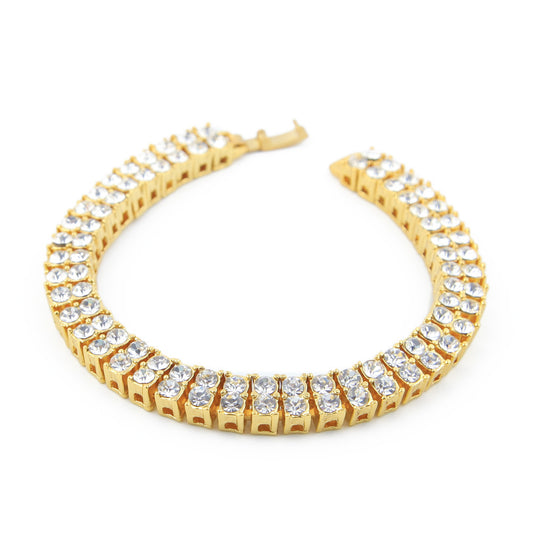 Jewelry - Bracelets - Europe America Hip Hop 2 Row Rhinestone Men's