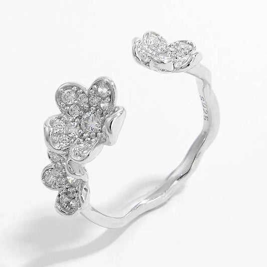 925 Sterling Silver Inlaid Zircon Open Ring - Ultim8 Designs 4 U