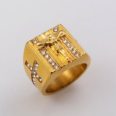 Jewelry - Rings - European American Retro Religious Jesus Cross Stainless Steel