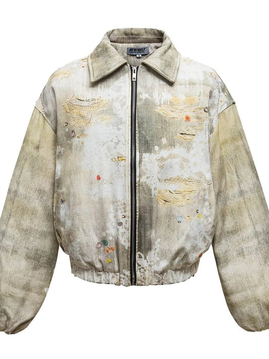 Men's Distressed Paint Splatter Zip Up Jacket - Ultim8 Designs 4 U