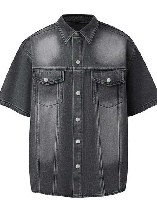 Men's Washed Short Sleeve Denim Shirt - Ultim8 Designs 4 U