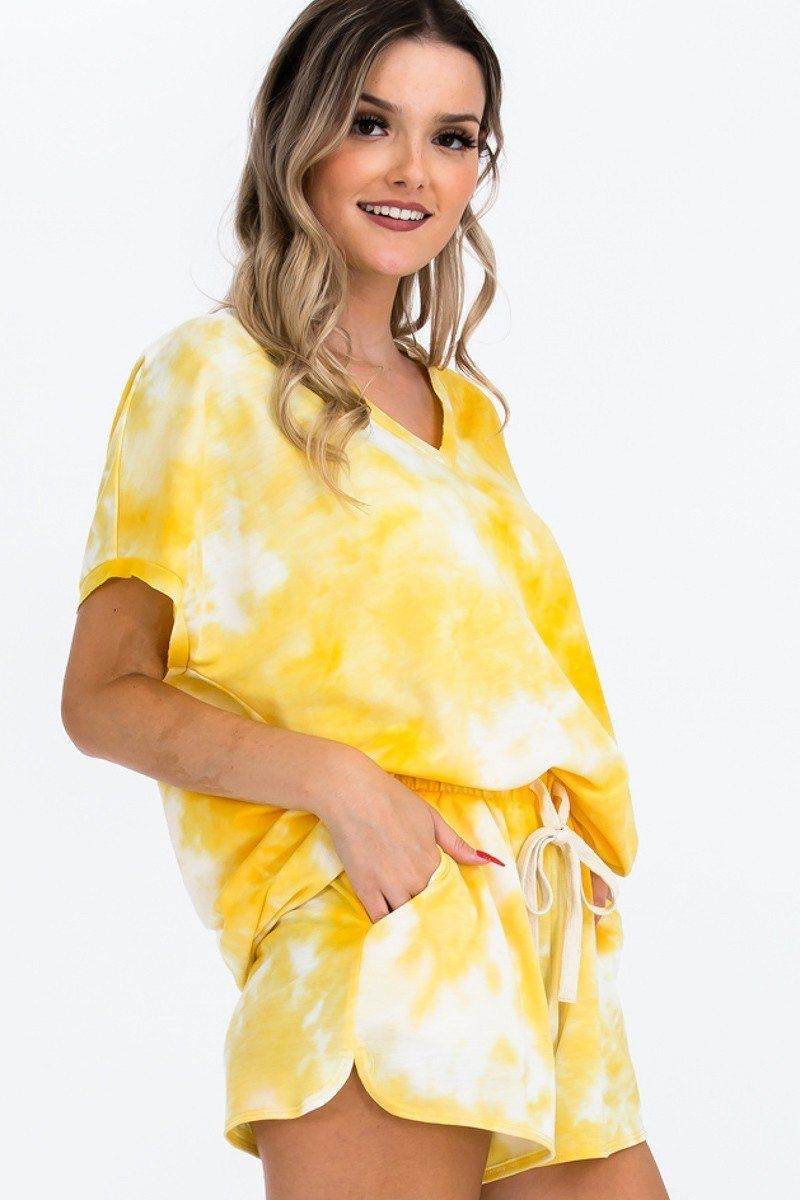 Tie-dye Top Featured In A V-neckline And Cuff Sort Sleeves - Ultim8 Designs 4 U