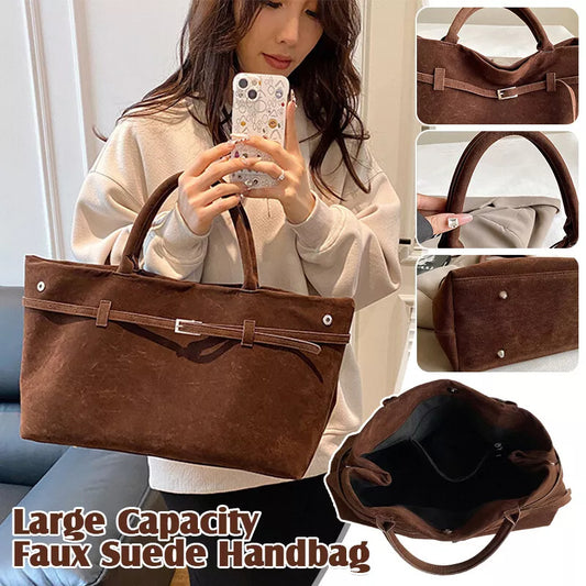 Handbags - Tote Bags - Faux Suede Brown Large Capacity Shoulder