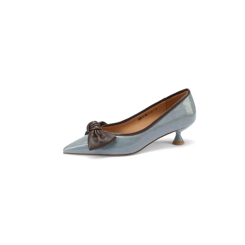 Women's Bow Leather Mid Heel Shoes Spring Autumn - Ultim8 Designs 4 U