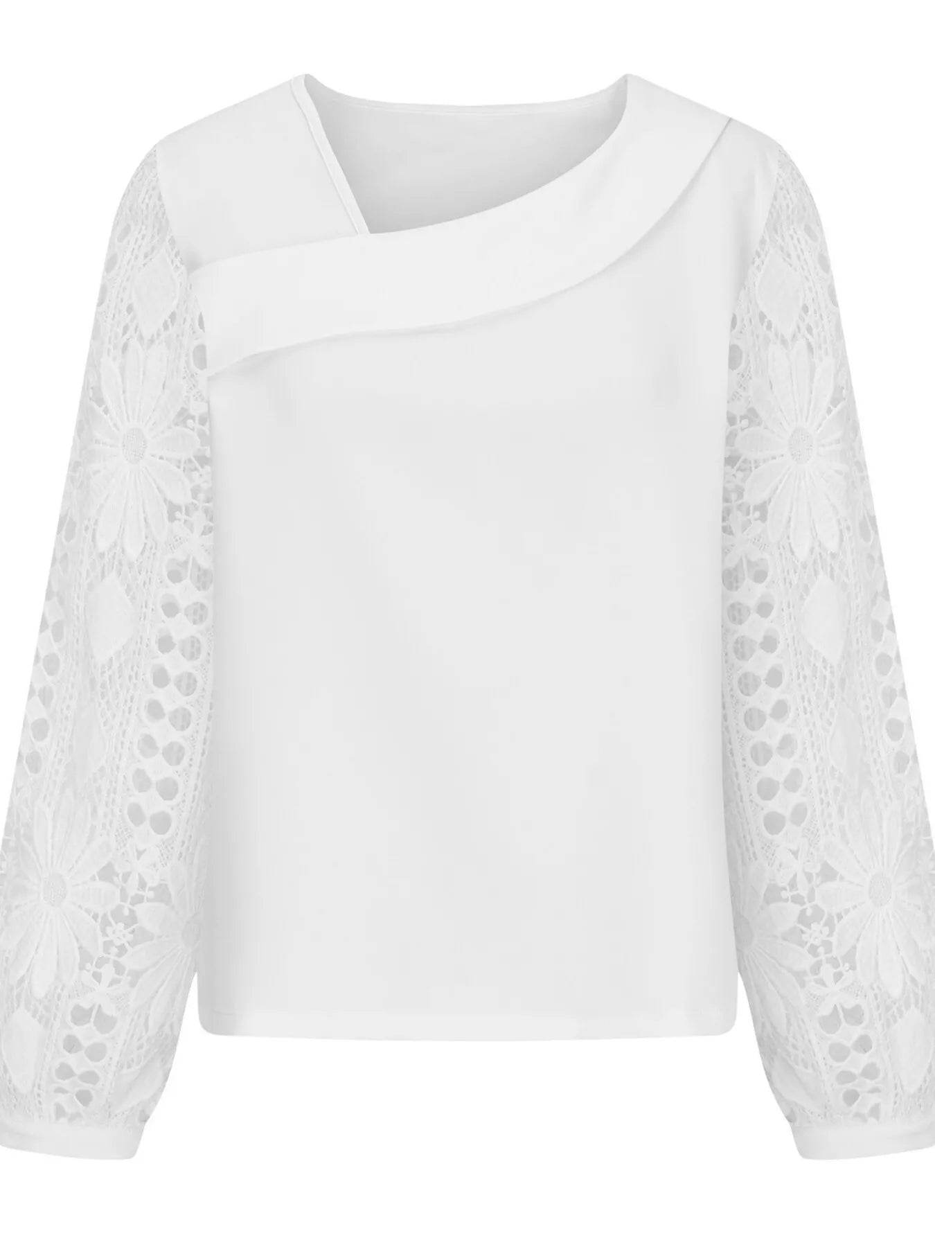 Asymmetrical Lace Long Sleeve Blouse - Ultim8 Designs 4 U