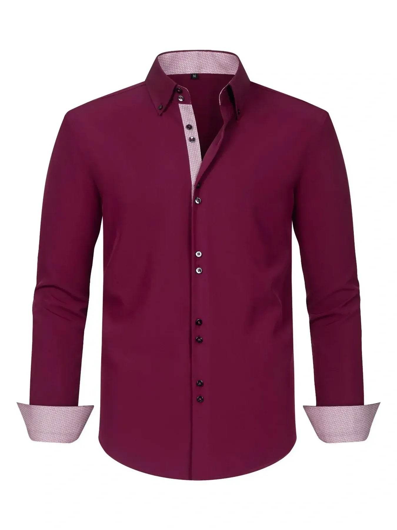 Men's Full Size Button-Down Casual Shirt with Contrast Cuffs Plus Size - Ultim8 Designs 4 U