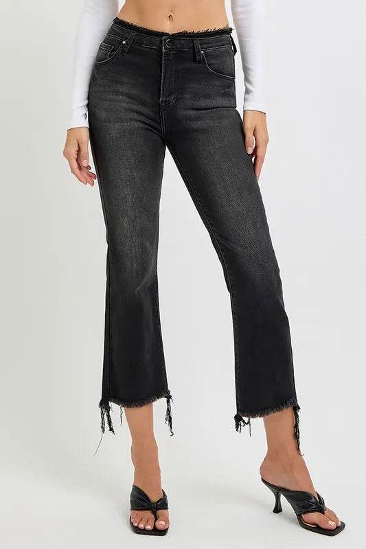 RISEN Full Size Raw Hem Cropped Flare Jeans Plus Size - Ultim8 Designs 4 U