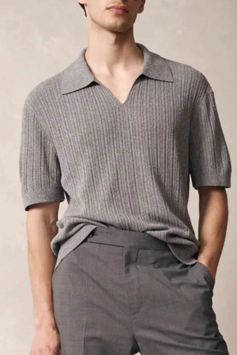 Men's Plus Size Johnny Collar Half Sleeve Knit Polo - Ultim8 Designs 4 U