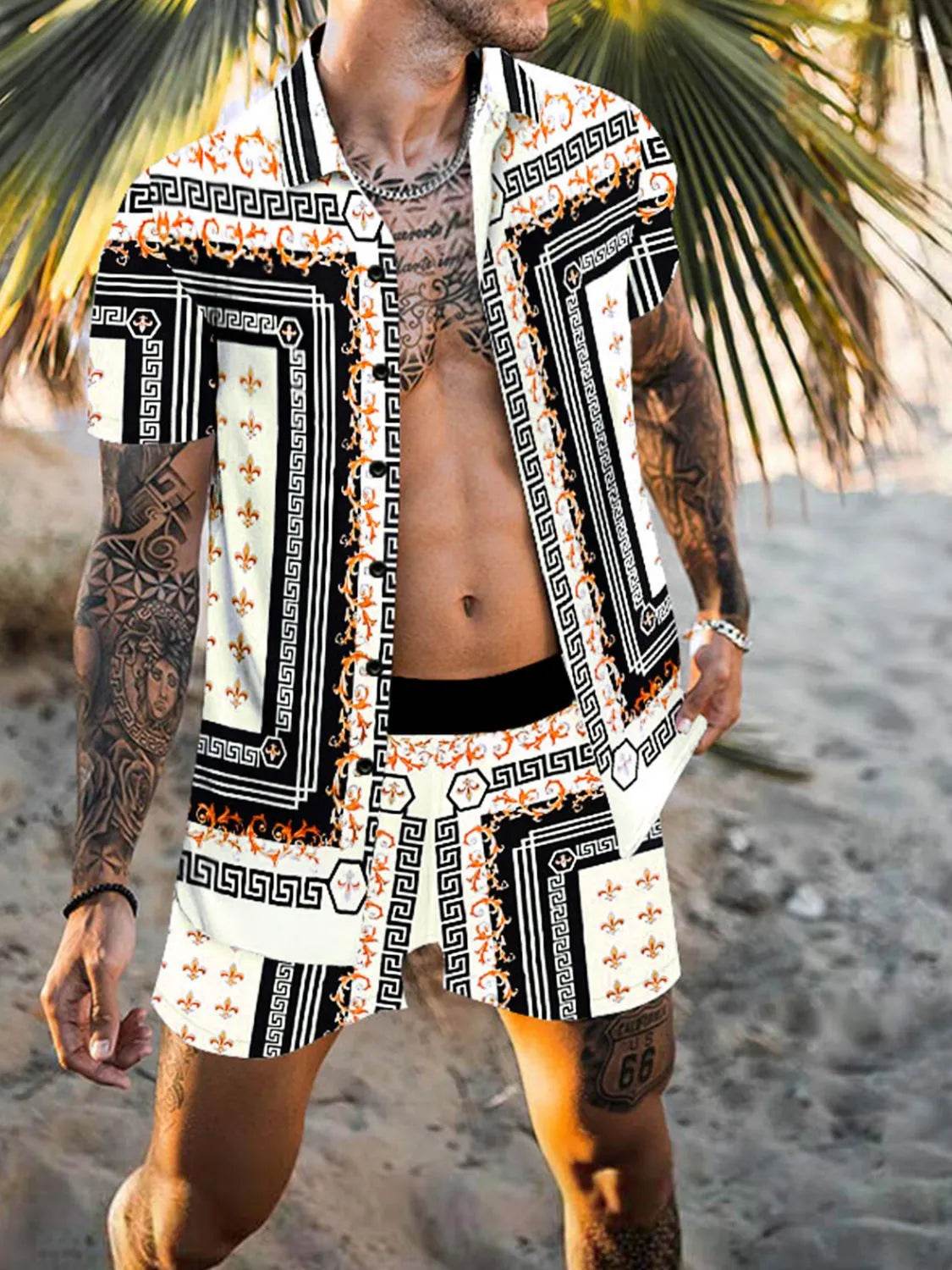Men’s Printed Short Sleeve Shirt & Shorts Set - Ultim8 Designs 4 U