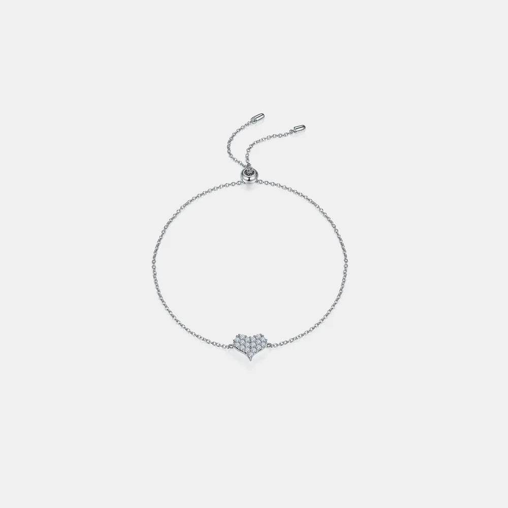 Moissanite 925 Sterling Silver Heart Bracelet - Ultim8 Designs 4 U