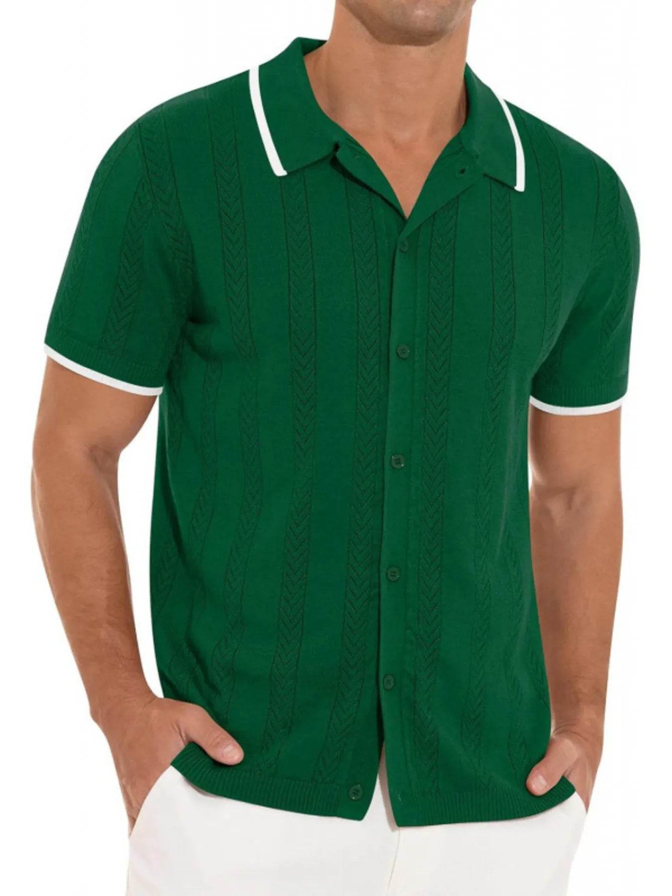 Men's Button Down Contrast Trim Shirt Plus Size - Ultim8 Designs 4 U