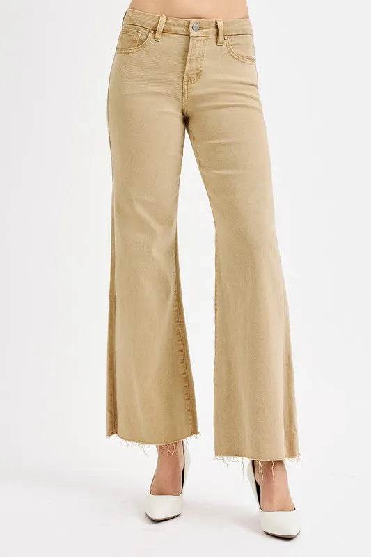 RISEN Full Size Raw Hem Wide Leg Jeans Plus Size - Ultim8 Designs 4 U