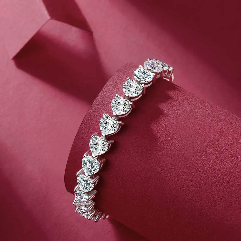 24 Carat Moissanite 925 Sterling Silver Heart Bracelet - Ultim8 Designs 4 U