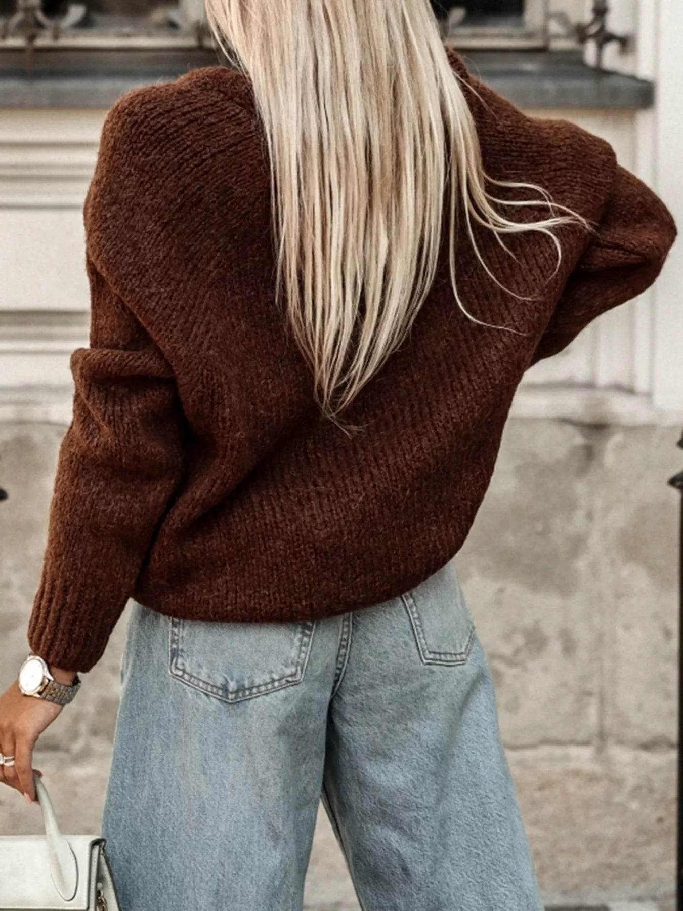 Round Neck Drop Shoulder Sweater - Ultim8 Designs 4 U