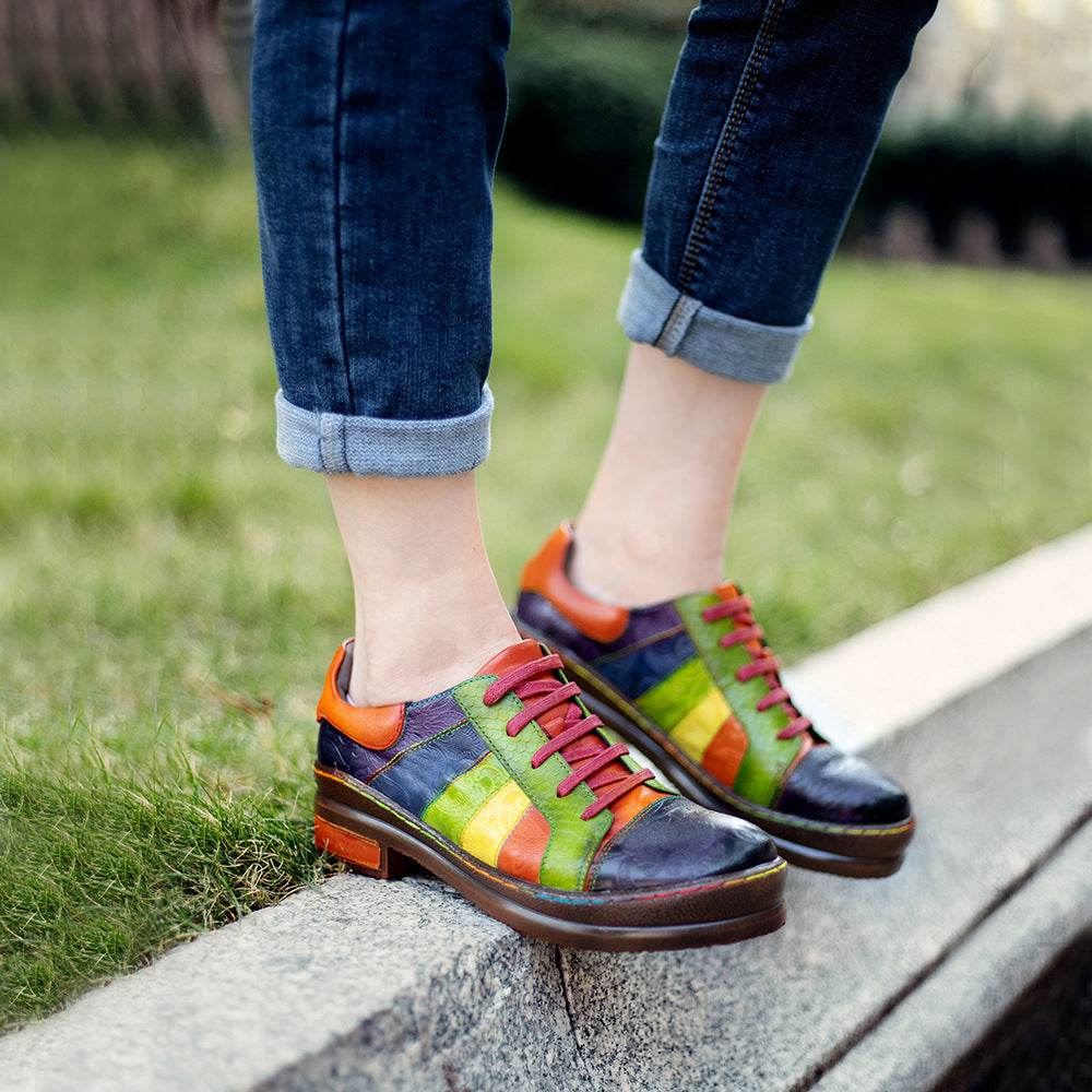 Hand-rubbed Color Stitching Spring Leather Women's Shoes - Ultim8 Designs 4 U