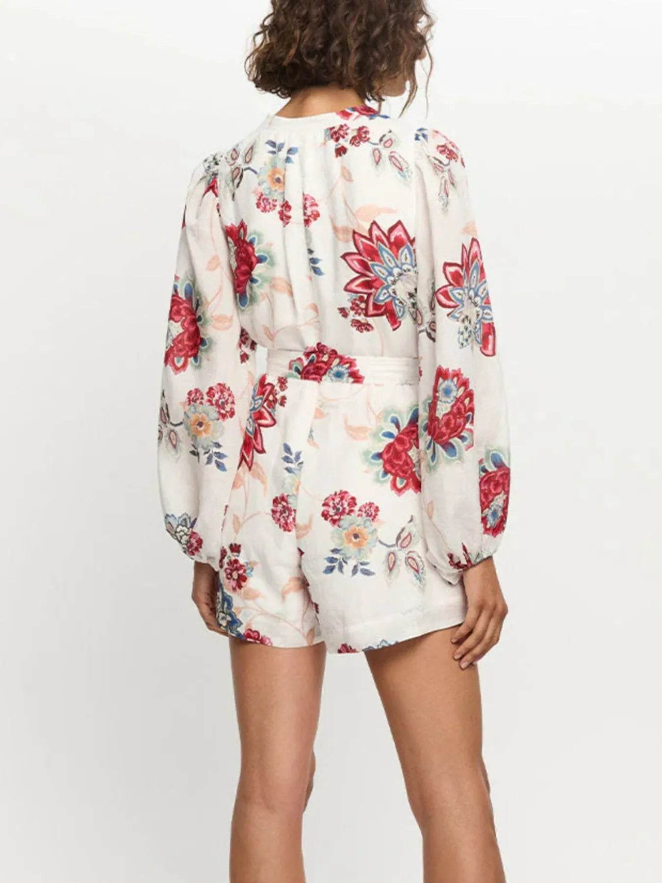 Floral Print Long Sleeve Romper - Ultim8 Designs 4 U