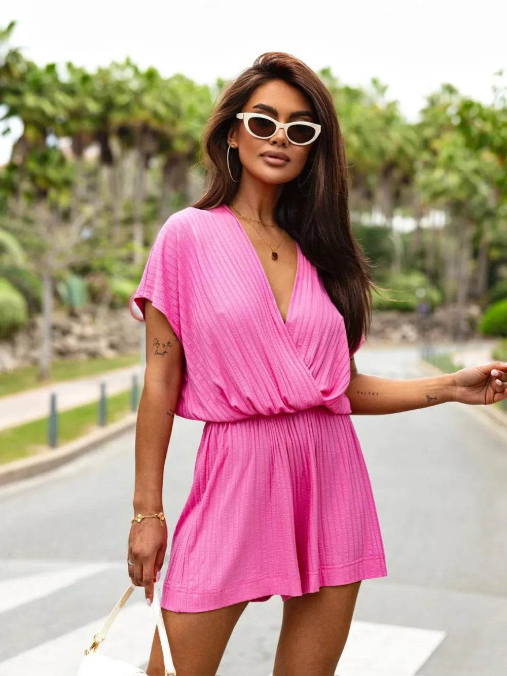 Surplice Short Sleeve Romper - Ultim8 Designs 4 U