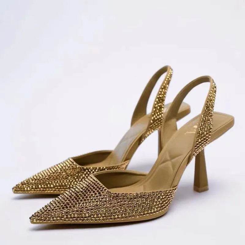 Rhinestone Slingback High Heel Pumps - Ultim8 Designs 4 U