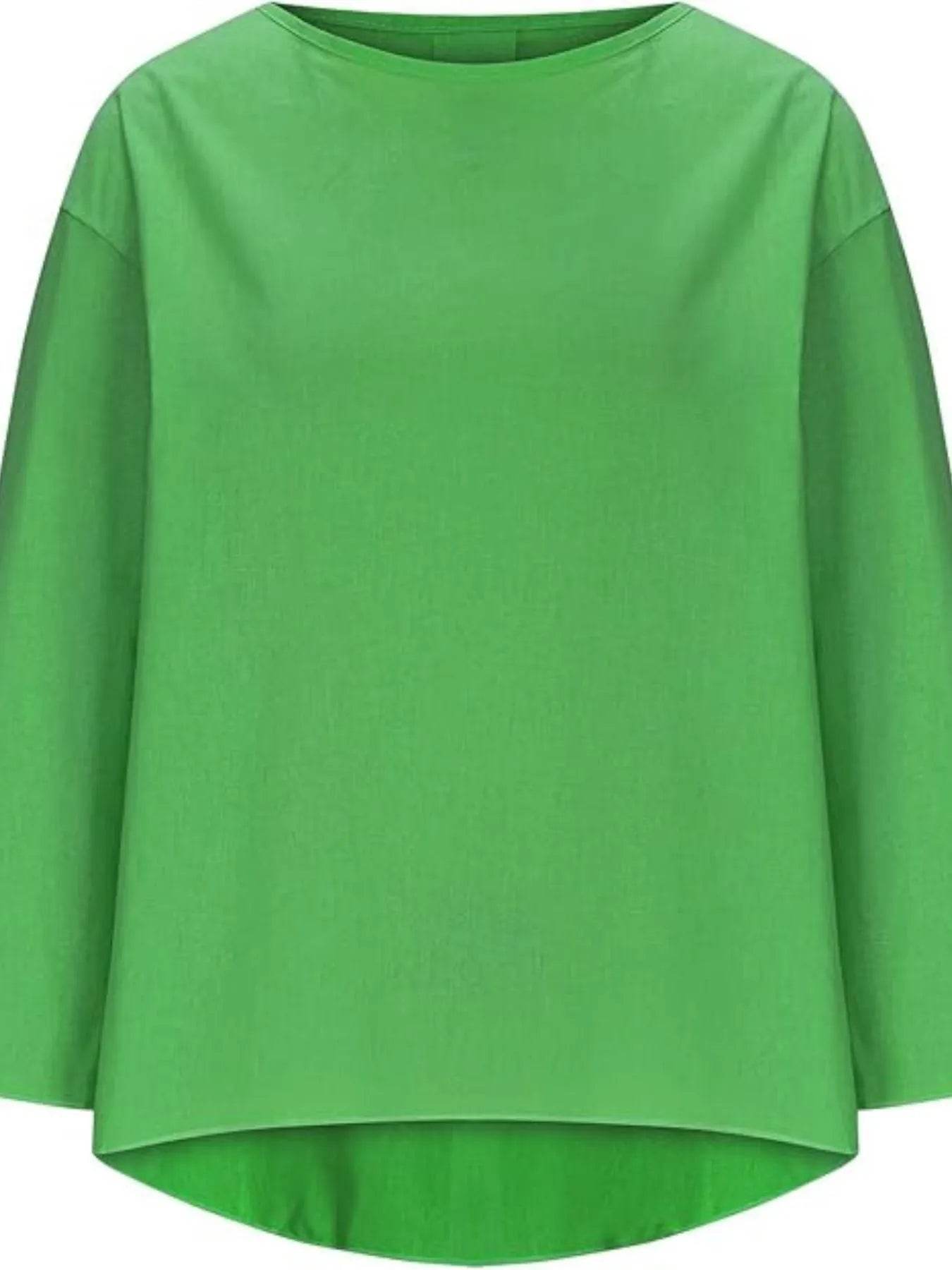 Full Size Round Neck Relaxed Fit Blouse Plus Size - Ultim8 Designs 4 U