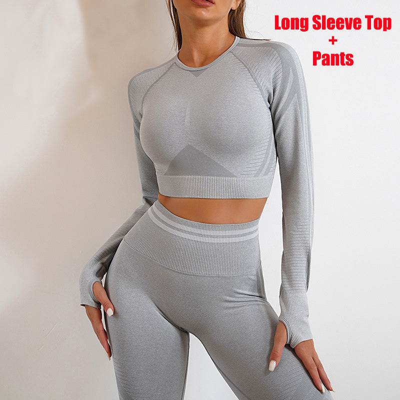 Seamless Yoga Pants Sports Gym Fitness Leggings Or Long Sleeve Tops Outfits Butt Lifting Slim Workout Sportswear Clothing - Ultim8 Designs 4 U