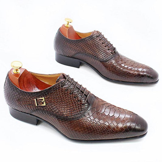 Men's Leather Snake Print Leather Shoes Business Dress Shoes - Ultim8 Designs 4 U
