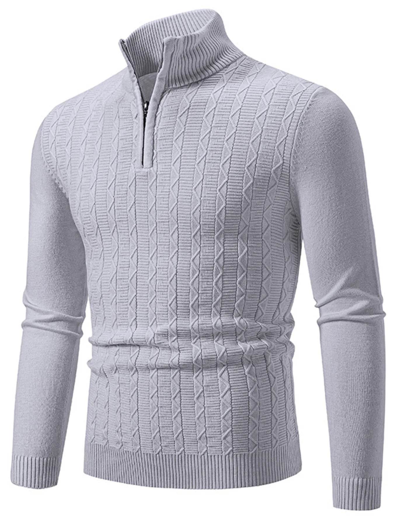 Men's Plus Size Quarter Zip Long Sleeve Sweater - Ultim8 Designs 4 U