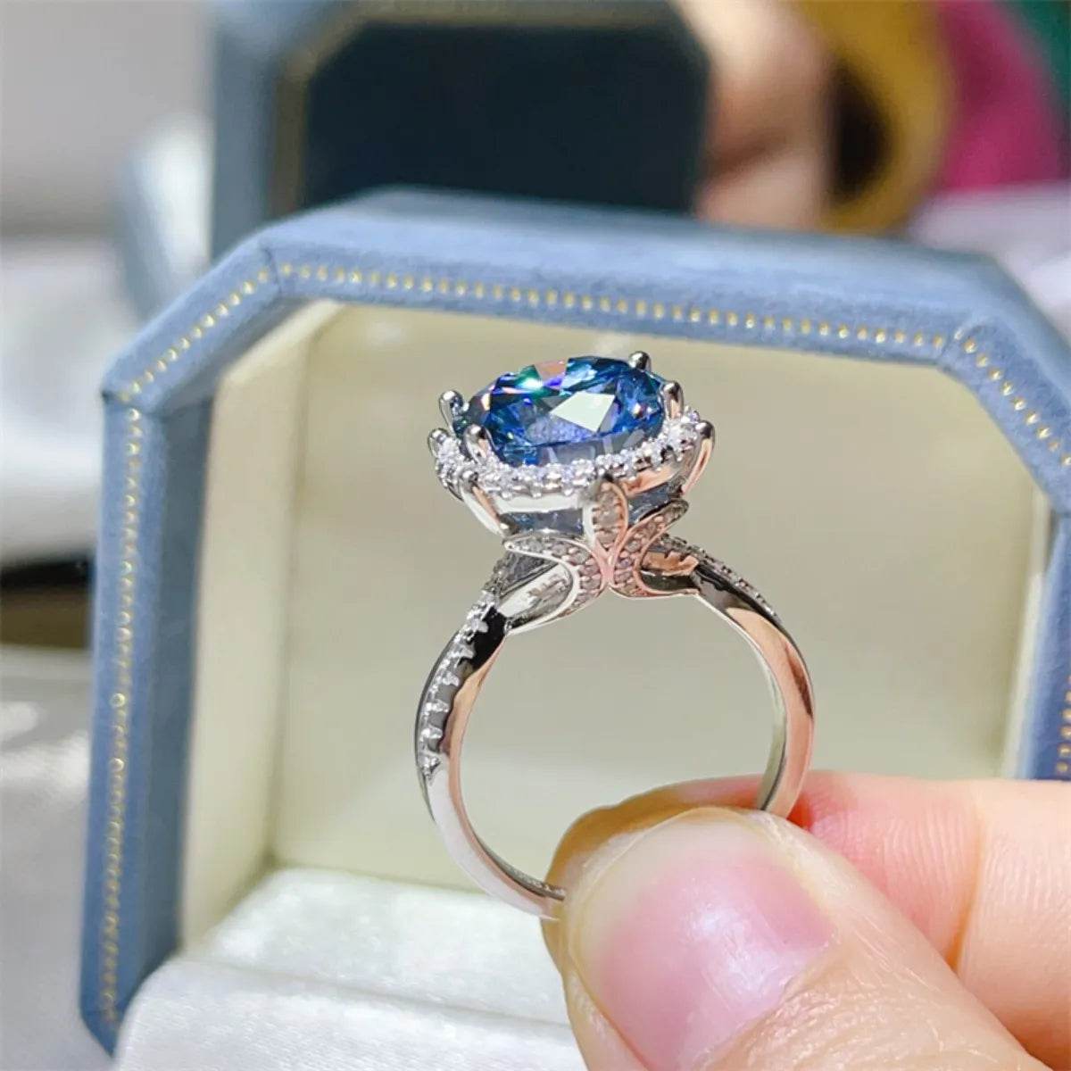 5 Carat Moissanite Halo Engagement Ring - Ultim8 Designs 4 U