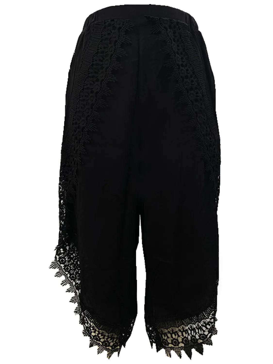 Full Size Lace Detail Wide Leg Pants Plus Size - Ultim8 Designs 4 U