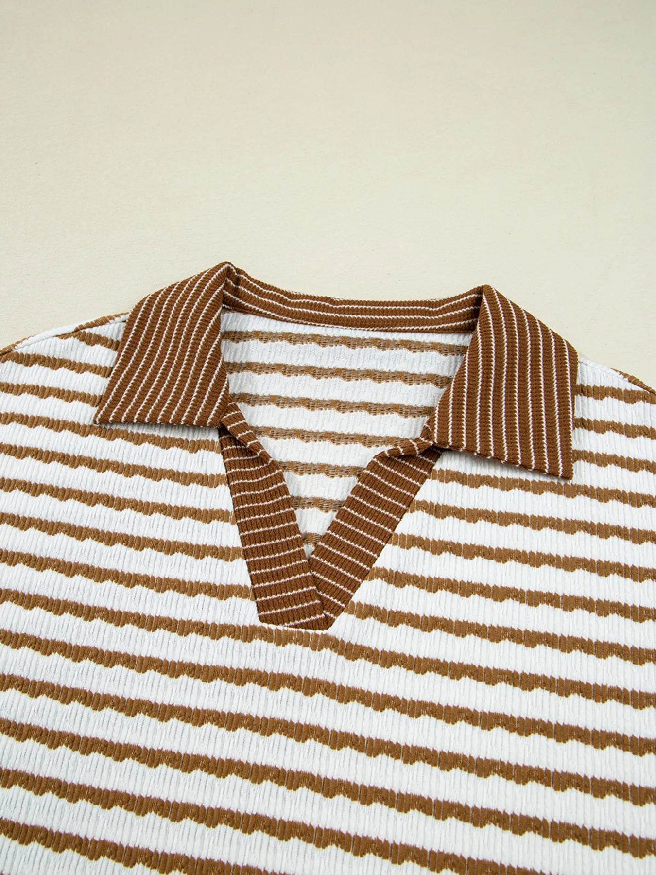 Stripe Collared Top and Drawstring Pant Set - Ultim8 Designs 4 U