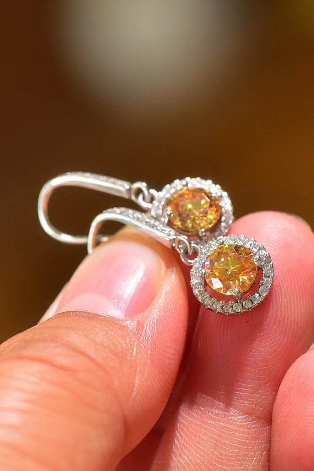 Platinum-Plated 2 Carat Moissanite Drop Earrings - Ultim8 Designs 4 U
