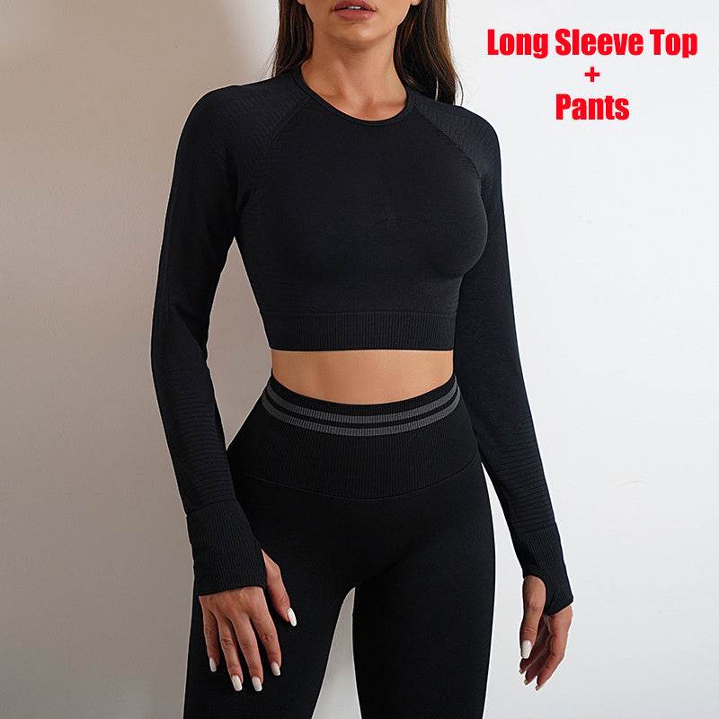 Seamless Yoga Pants Sports Gym Fitness Leggings Or Long Sleeve Tops Outfits Butt Lifting Slim Workout Sportswear Clothing - Ultim8 Designs 4 U