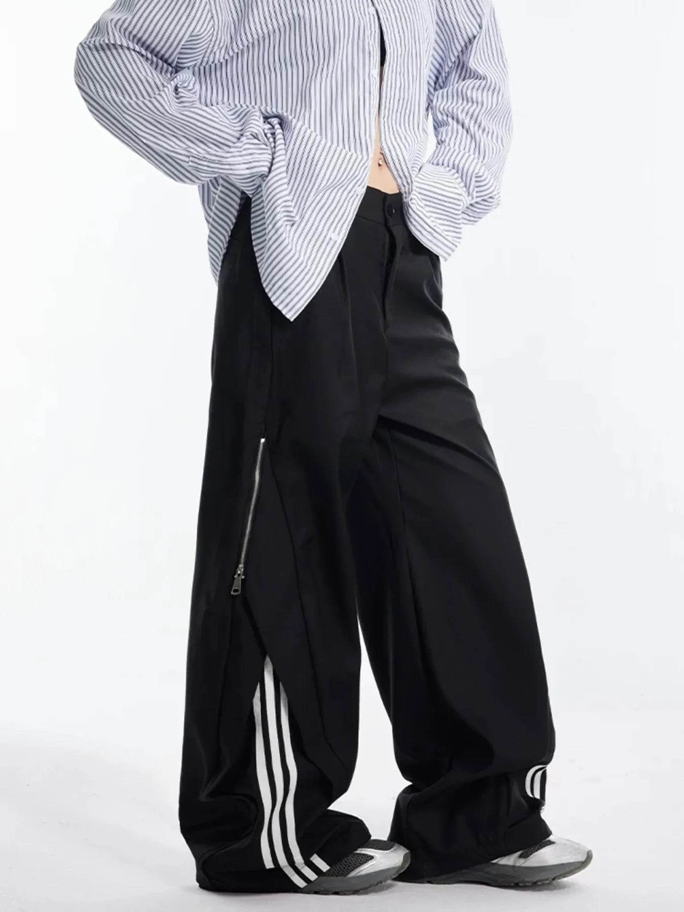 Men's Contrast Striped Wide Leg Pants - Ultim8 Designs 4 U