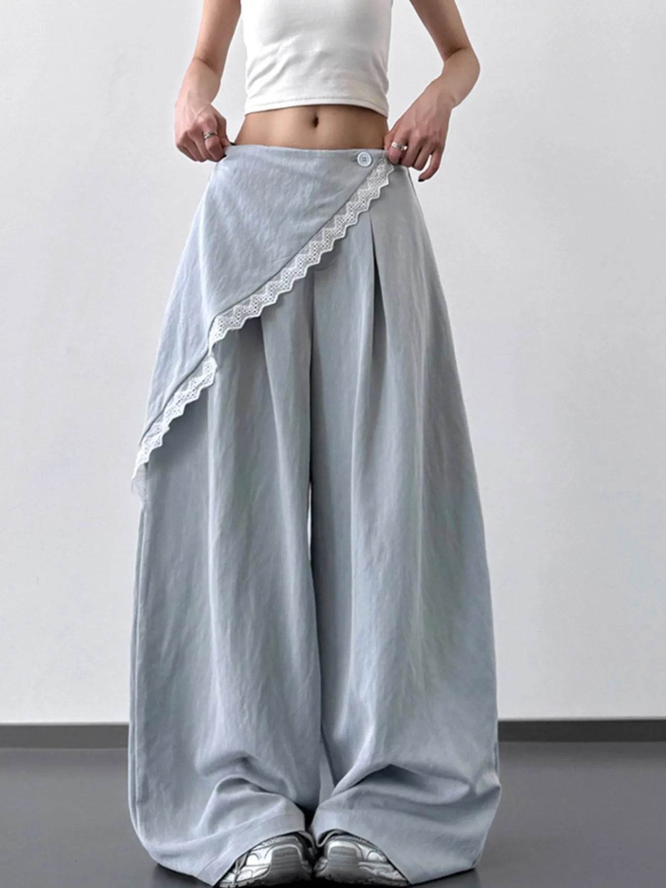 Lace Detail Wide Leg Pants - Ultim8 Designs 4 U