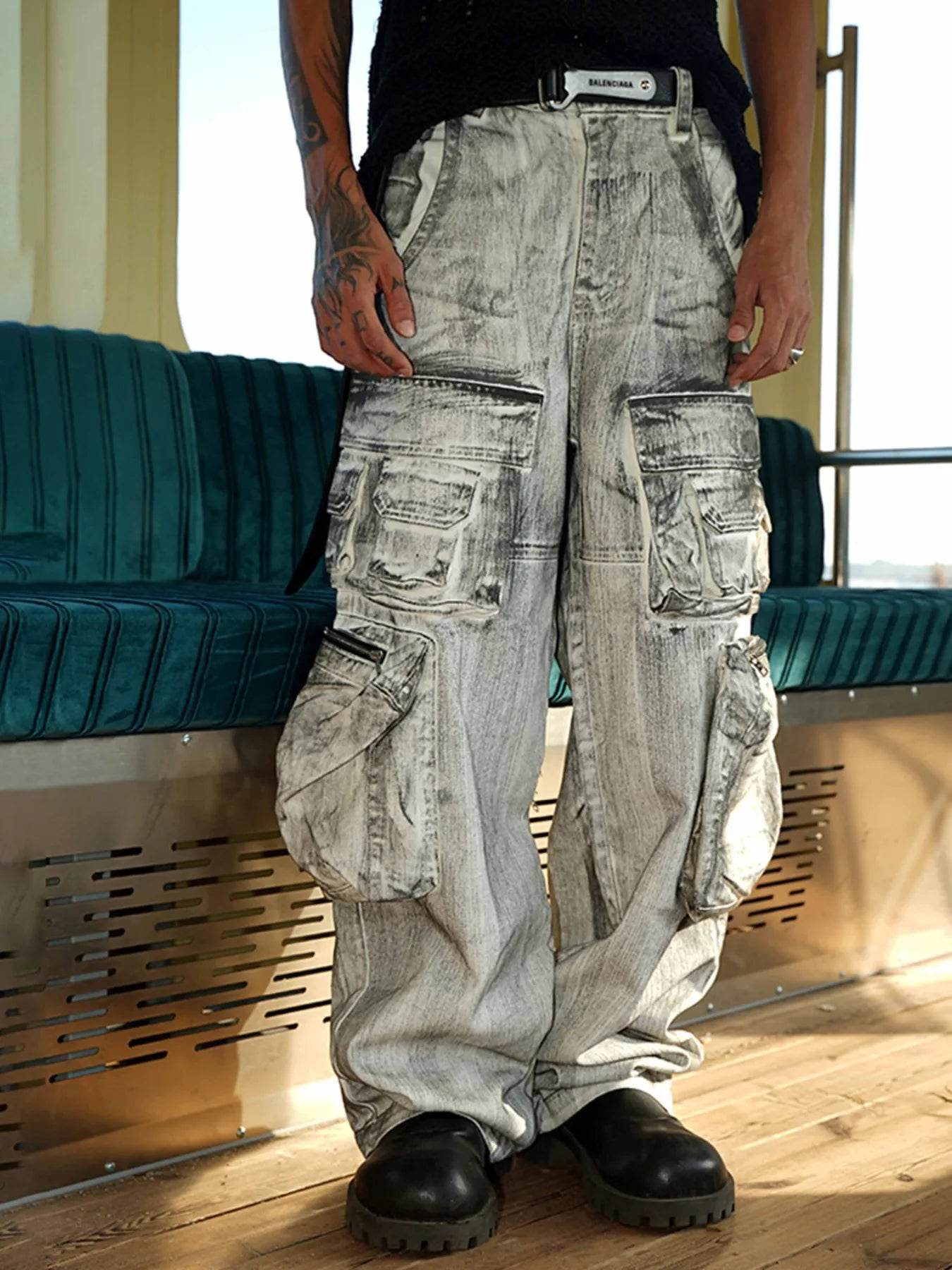 Men's Wide Leg Cargo Jeans - Ultim8 Designs 4 U