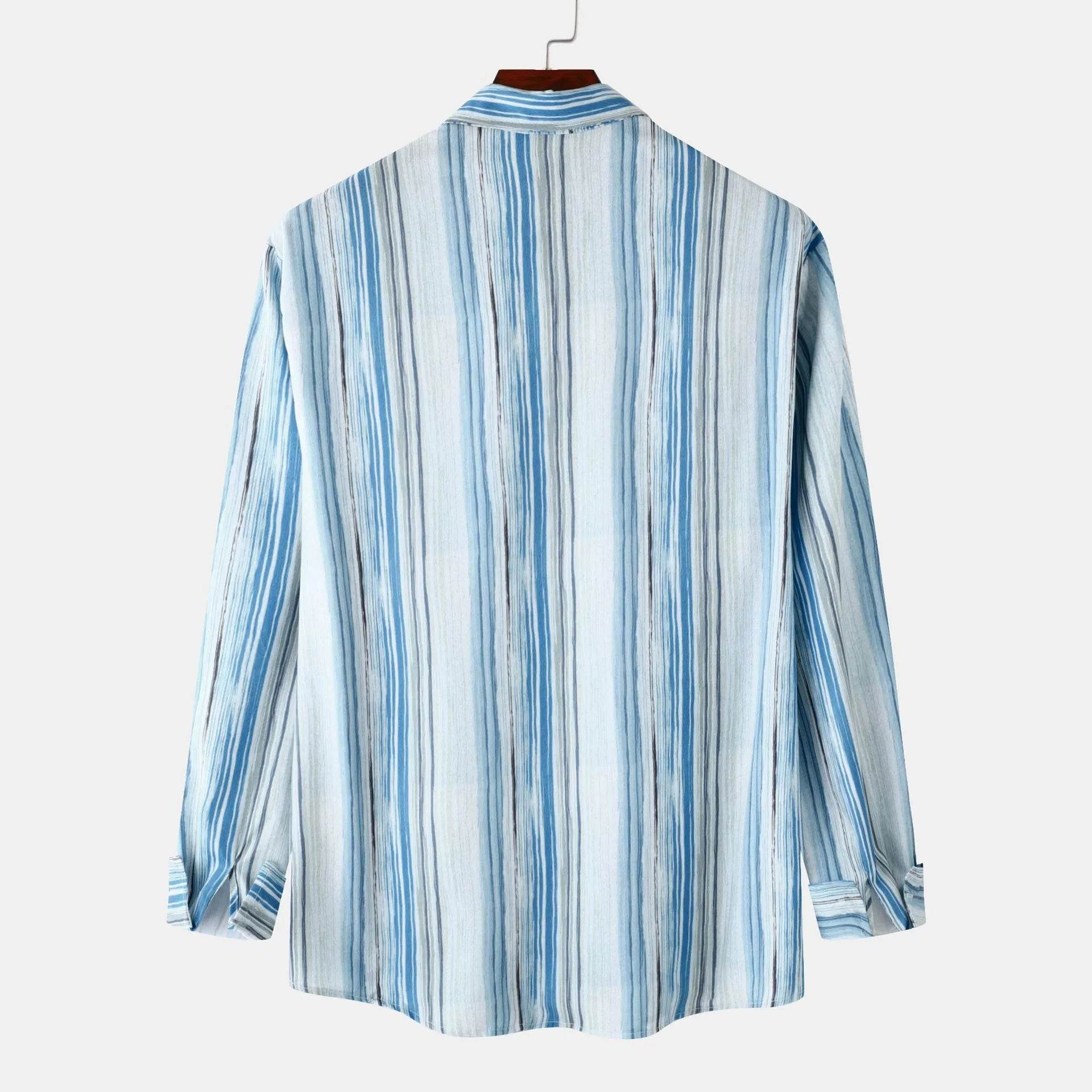 Men's Striped Button-Up Long Sleeve Shirt - Ultim8 Designs 4 U