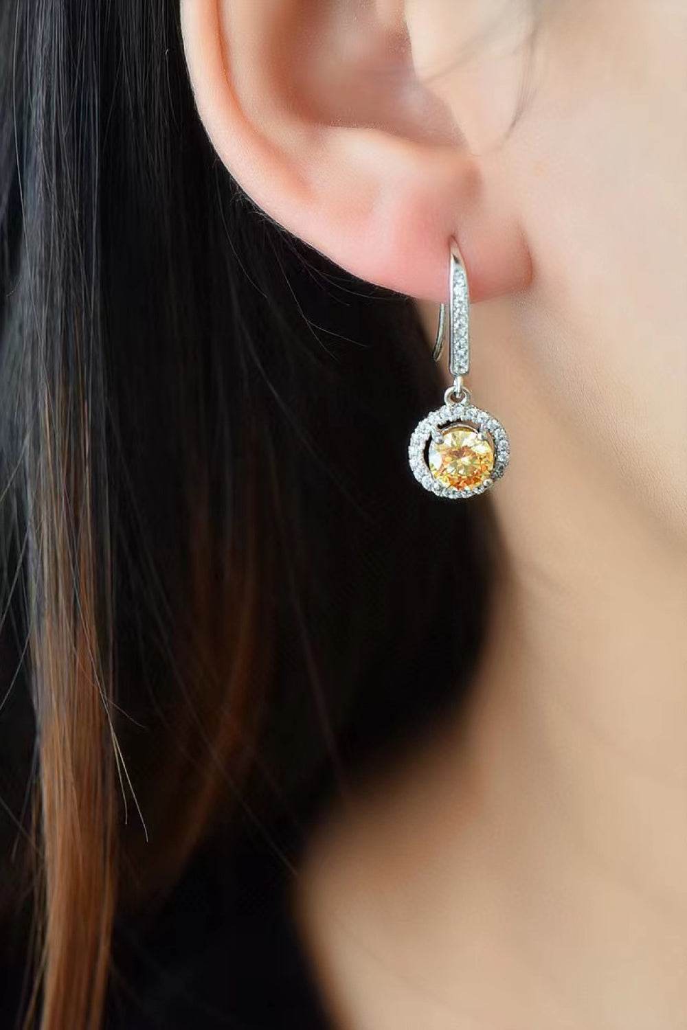 Platinum-Plated 2 Carat Moissanite Drop Earrings - Ultim8 Designs 4 U