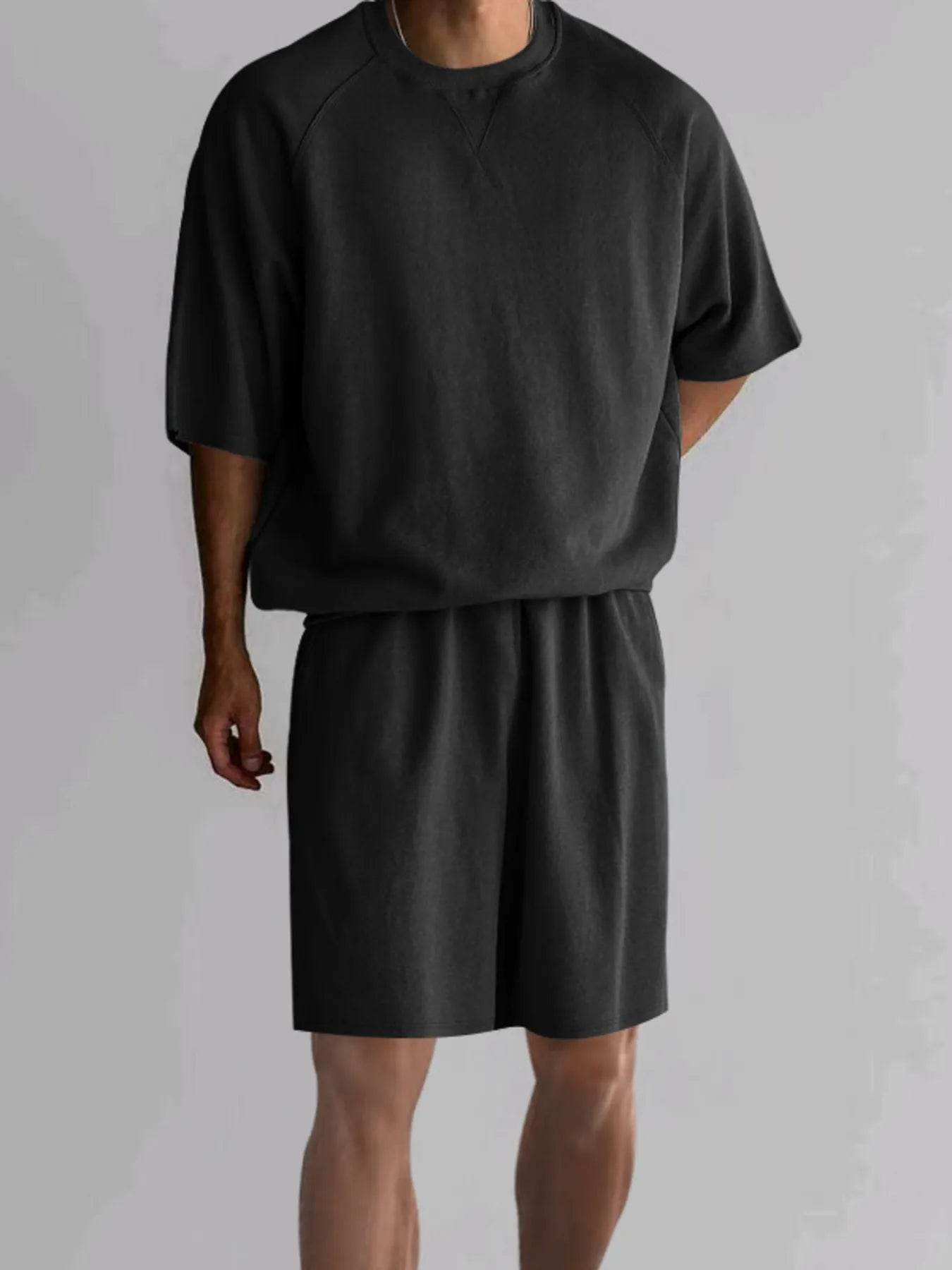 Men's Full Size Round Neck Top and Shorts Set Plus Size - Ultim8 Designs 4 U
