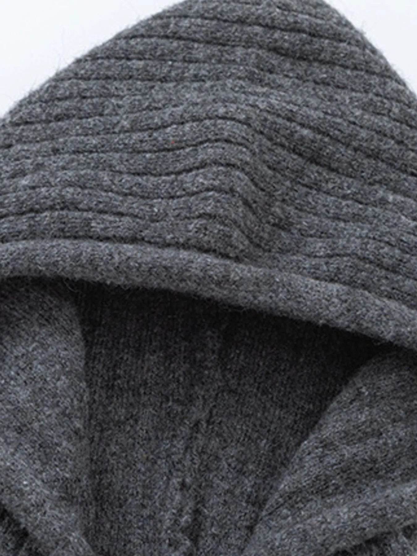 Men's Drawstring Ribbed Hooded Sweater - Ultim8 Designs 4 U