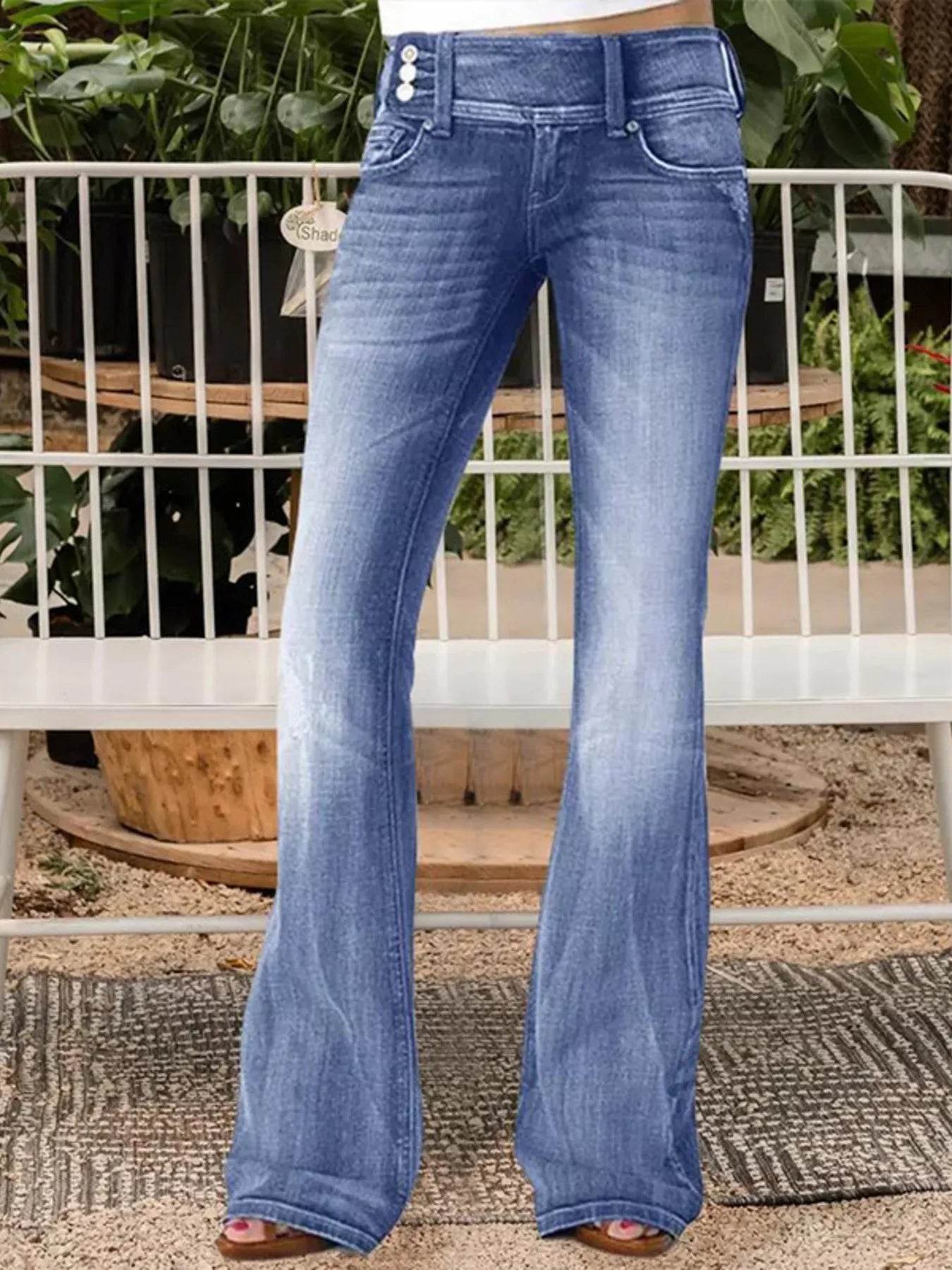 Full Size Vintage Wash Flare Jeans Plus Size - Ultim8 Designs 4 U