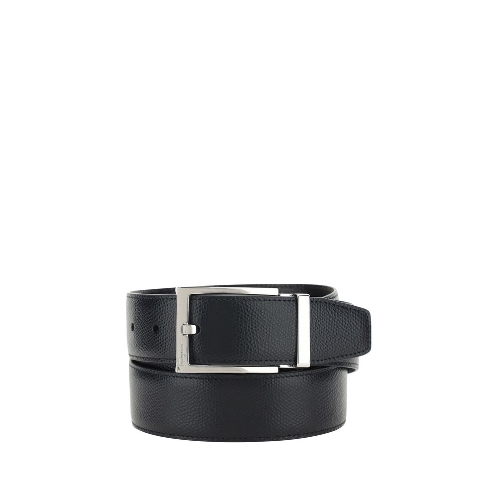 Ferragamo Black Calf Leather Bos Taurus Belt