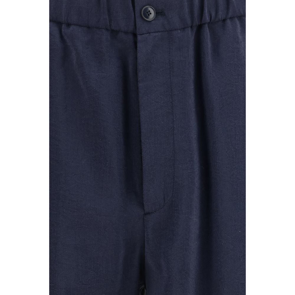 Giorgio Armani Blue Silk Casual Pants