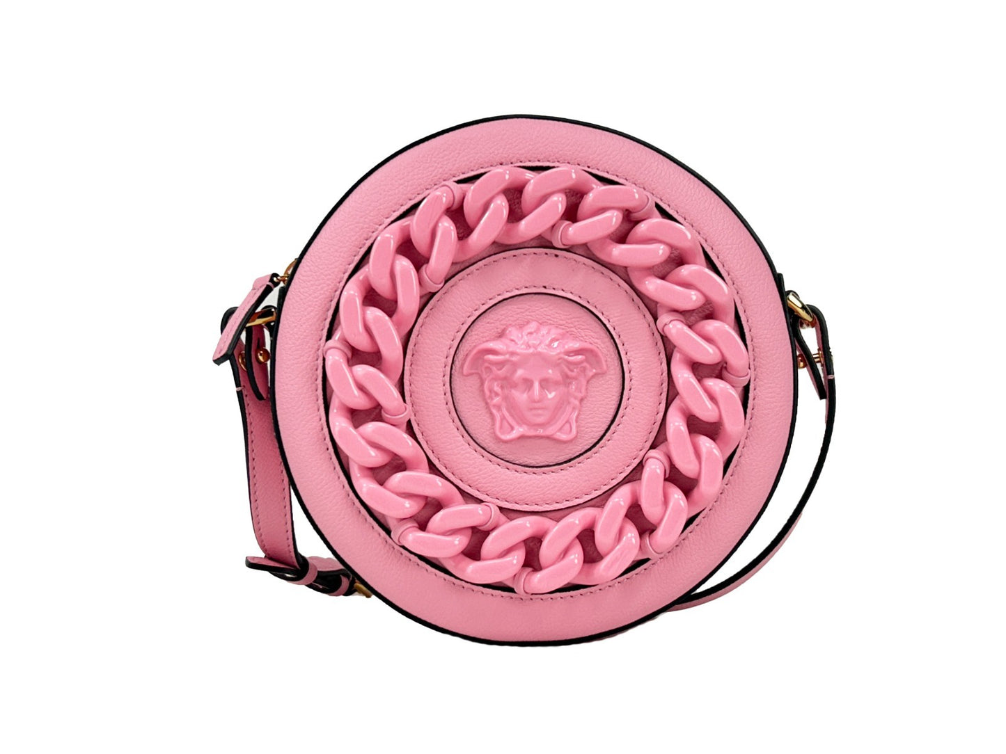Versace Round Disco Leather Camera Case Crossbody Bag