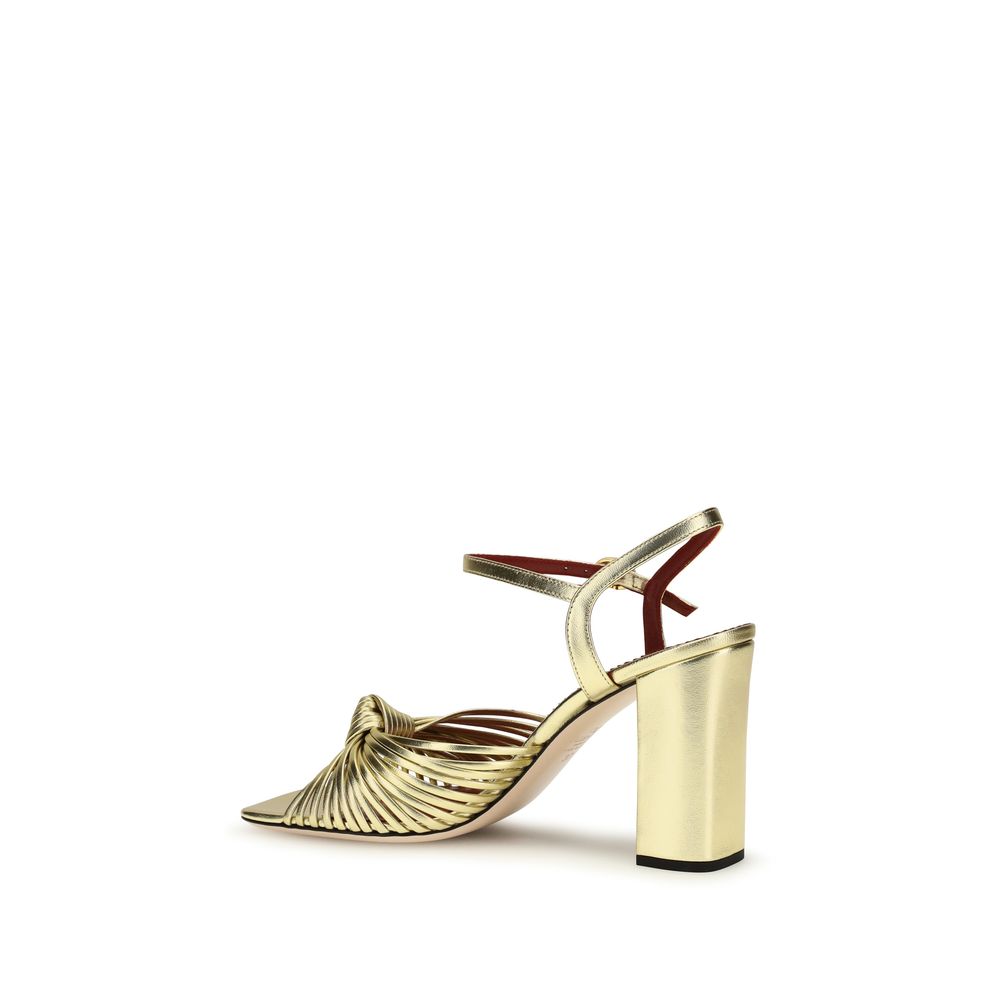 Valentino Garavani Gold Calf Leather Bos Taurus Platform Sandals