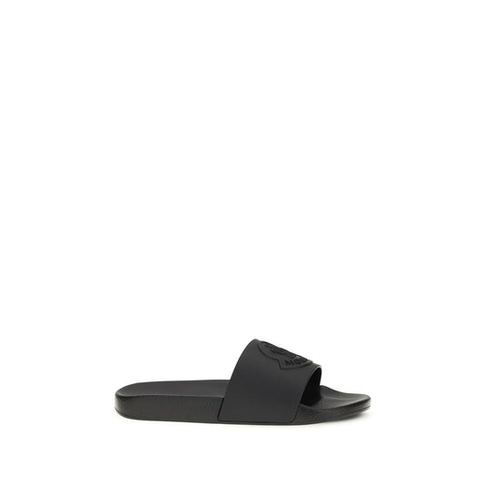 Moncler Black Rubber Slippers