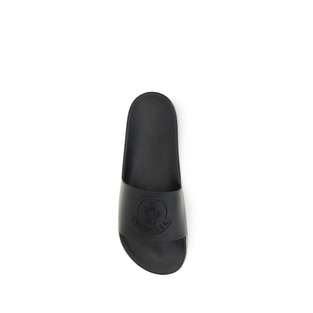 Moncler Black Rubber Slippers