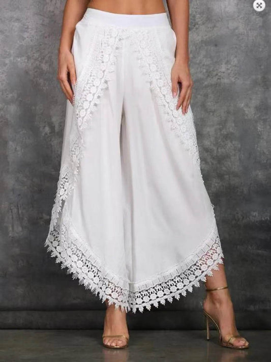 Full Size Lace Detail Wide Leg Pants Plus Size - Ultim8 Designs 4 U