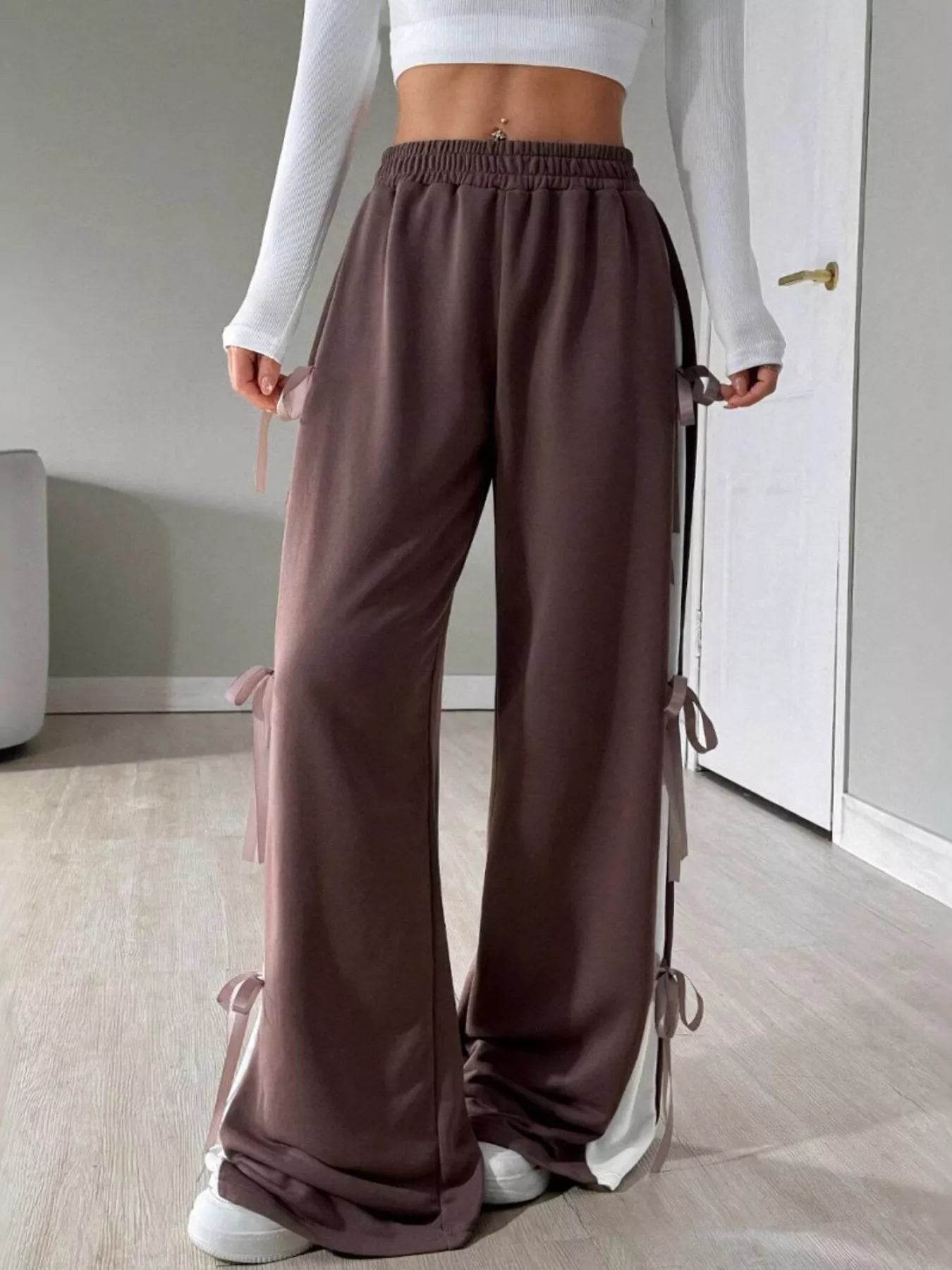 Side Tie Wide Leg Pants - Ultim8 Designs 4 U